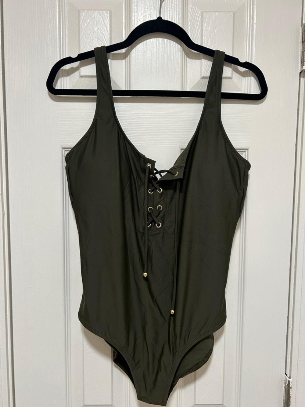 Mossimo Supply Co. Olive Green Lace-Up One-Piece
